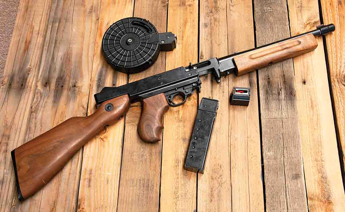 This tommy gun is just one custom variation of the 10/22, but it still uses the standard 10-round magazine.